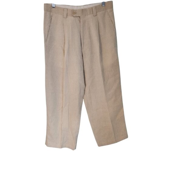 INSERCH Collezione Pants 100% Linen Oatmeal Ivory Office Mens 32x28‎ NEW NWOT - Picture 1 of 10